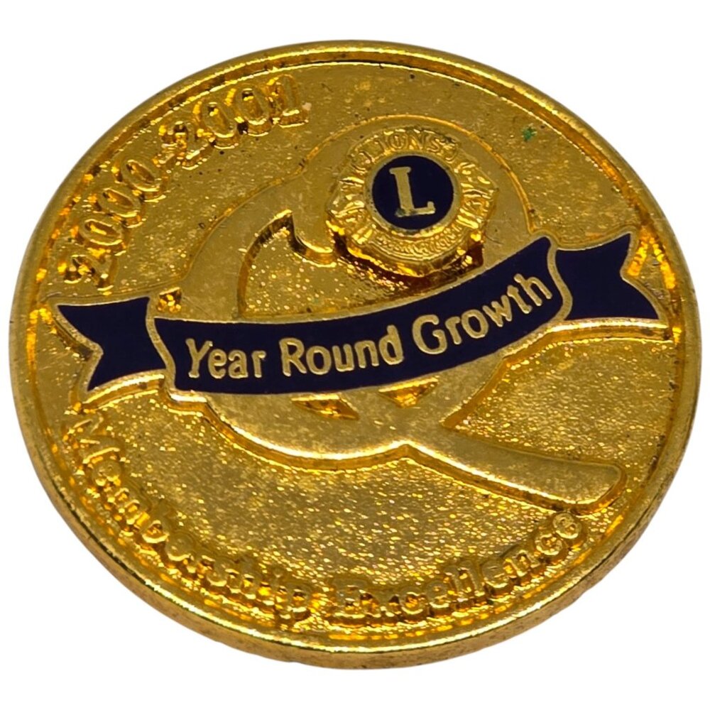 Lions Club Membership Excellence Year Round Growth Gold Pinback Badge 2000-2001